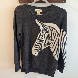 Peck & Peck‎ 2 Ply 100% Cashmere Gray Zebra Sweater Small